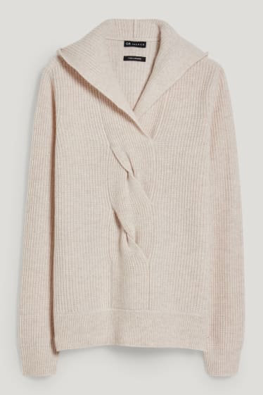 Damen - Kaschmir-Pullover - beige-melange