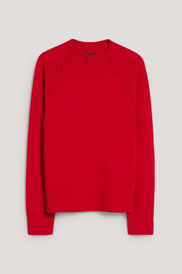Women - Cashmere jumper - dark red