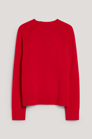 Women - Cashmere jumper - dark red