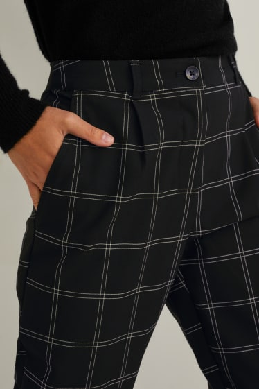 Donna - Pantaloni - vita media - gamba ampia - a quadretti - nero
