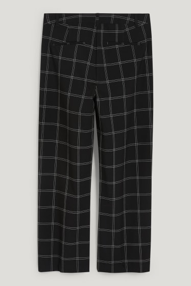 Donna - Pantaloni - vita media - gamba ampia - a quadretti - nero