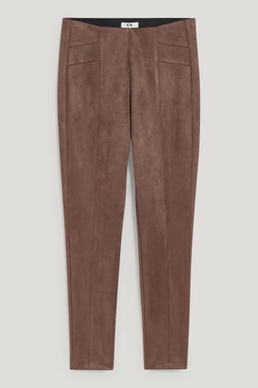 Damen - Hose - Velourslederimitat - taupe
