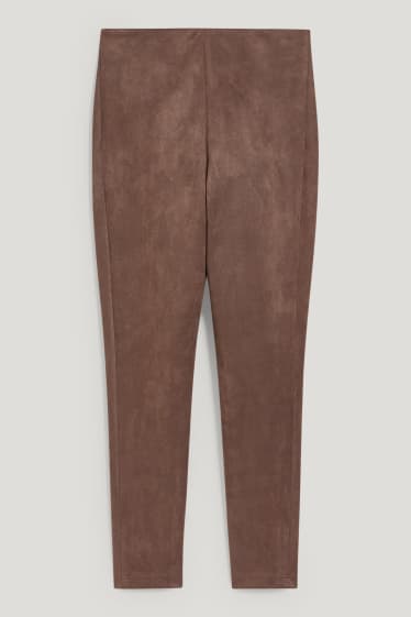 Damen - Hose - Velourslederimitat - taupe