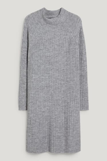 Damen - Strickkleid - grau-melange
