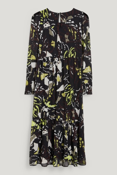 Damen - Chiffon-Kleid - gemustert - schwarz