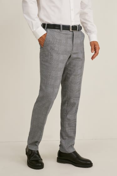 Pánské - Oblekové kalhoty - regular fit - LYCRA® - kostkované - šedá