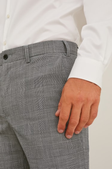 Pánské - Oblekové kalhoty - regular fit - LYCRA® - kostkované - šedá