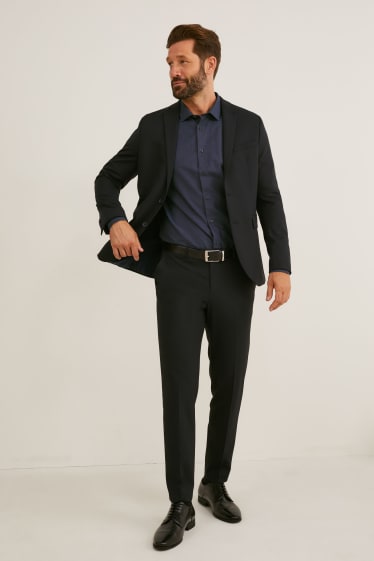 Uomo - Camicia business - regular fit - colletto all'italiana - facile da stirare - blu scuro