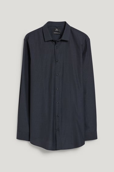 Uomo - Camicia business - regular fit - colletto all'italiana - facile da stirare - blu scuro