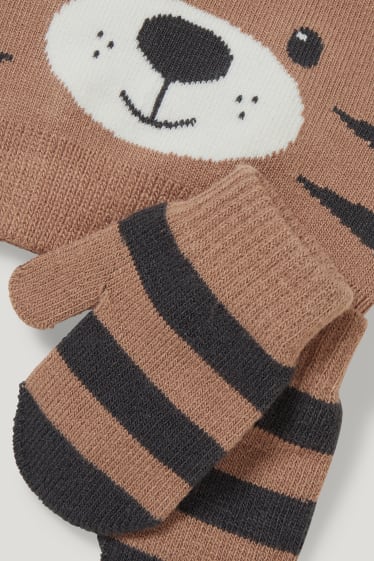 Baby Boys - Set - căciulă și mănuși bebeluși - 2 piese - maro deschis