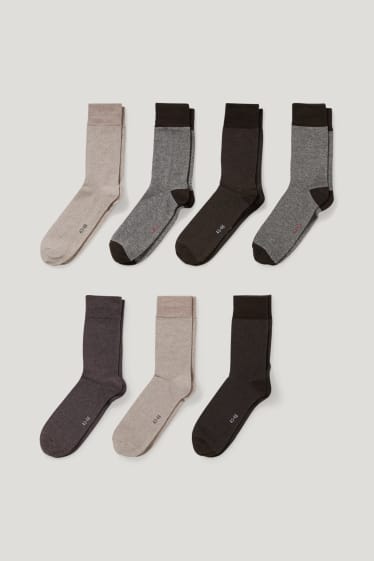 Heren - Set van 7 paar - sokken - biokatoen - LYCRA® - bruin