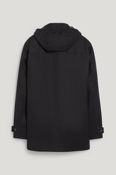 Men - Parka with hood - black