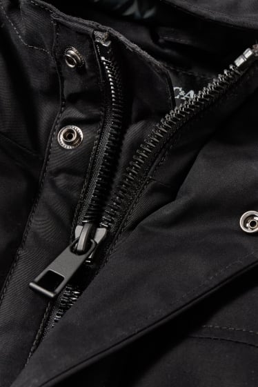 Men - Parka with hood - black