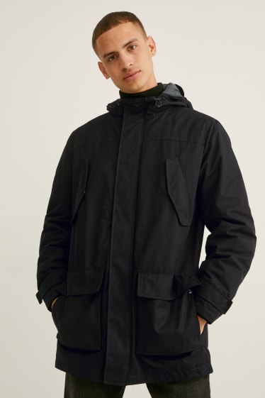 Men - Parka with hood - black