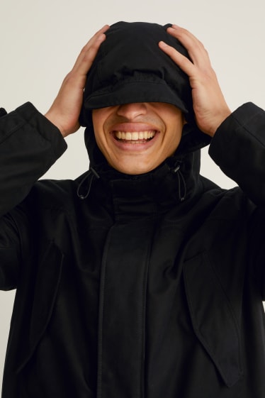 Men - Parka with hood - black