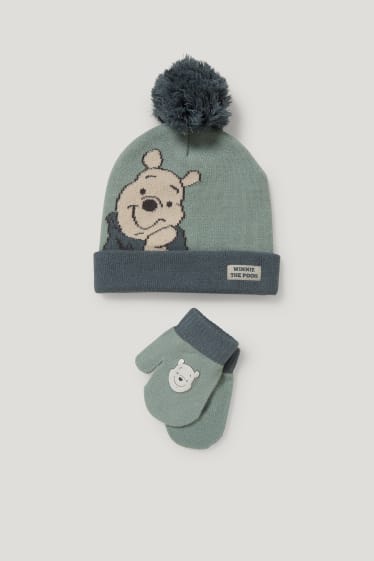 Bébé garçons - Winnie l’ourson - ensemble - bonnet et gants pour bébé - 2 pièces - vert menthe