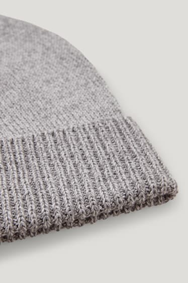 Uomo - Berretto in maglia - grigio melange