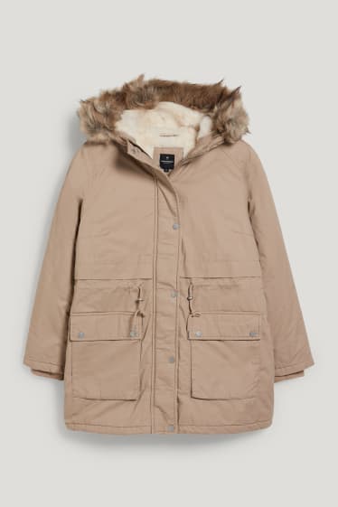 Donna - CLOCKHOUSE - parka con cappuccio e inserto in ecopelliccia - beige