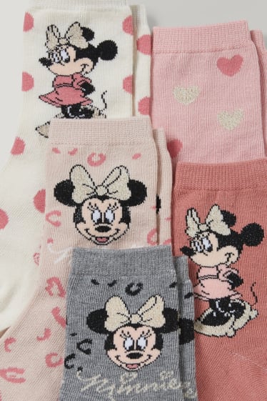 Toddler Girls - Set van 5 paar - Minnie Mouse - sokken met motief - grijs-mix