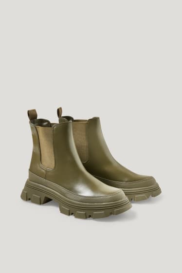 Donna - Stivaletti - similpelle - verde scuro
