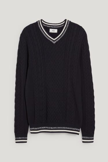 Herren - Pullover - Zopfmuster - dunkelblau