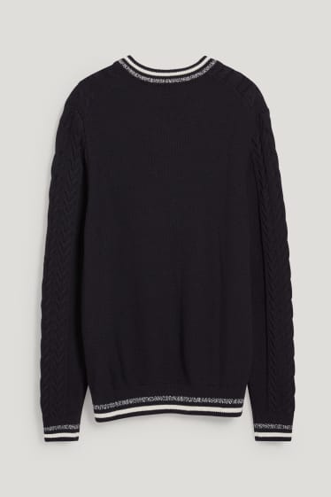 Herren - Pullover - Zopfmuster - dunkelblau