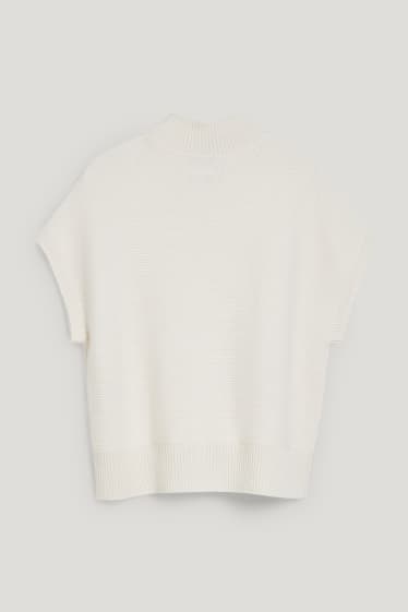 Dames - Trui van kasjmier - kabelpatroon - crème wit