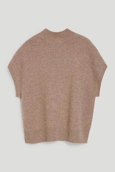 Women - Cashmere jumper - cable knit pattern - light brown