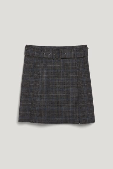 Femmes - Mini-jupe - à carreaux - gris chiné