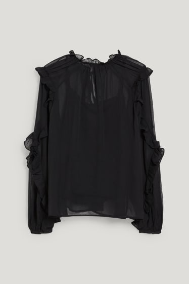 Damen - Chiffon-Bluse - schwarz