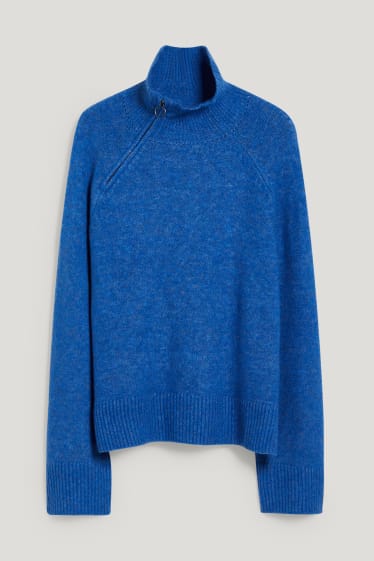 Dames - Trui - gerecyclede stof - blauw-mix