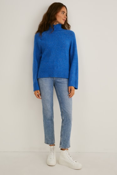 Dames - Trui - gerecyclede stof - blauw-mix