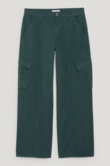 Exclu web - CLOCKHOUSE - pantalon cargo - low waist - loose fit - vert foncé