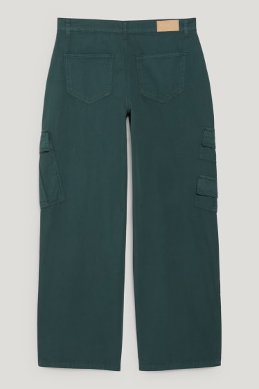 Exclu web - CLOCKHOUSE - pantalon cargo - low waist - loose fit - vert foncé