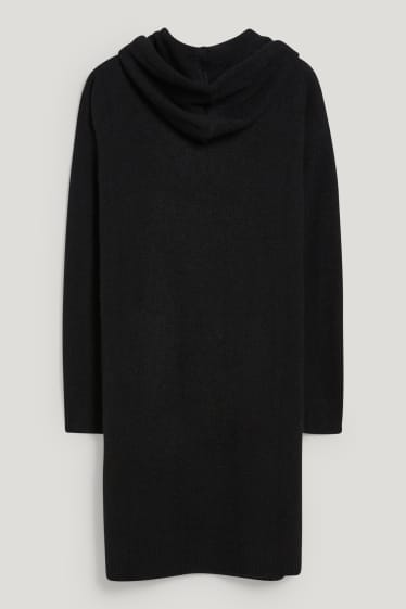 Femei - Rochie din tricot cu glugă - negru