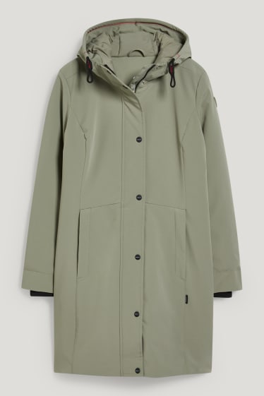 Donna - Cappotto tecnico con cappuccio - LYCRA® - verde chiaro