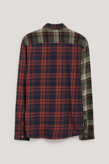 Clockhouse homme - CLOCKHOUSE - chemise - regular fit - col kent - à carreaux - marron / vert foncé