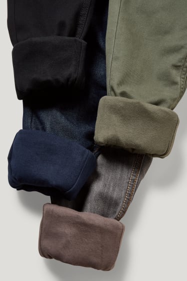 Garçons - Lot de 4 - straight jean - jeans doublés - vert foncé / noir
