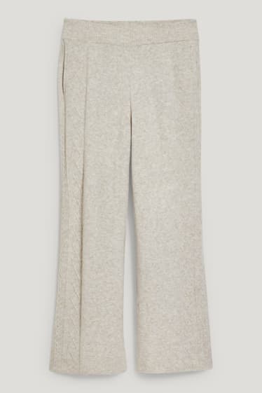 Women - Knitted trousers - beige-melange