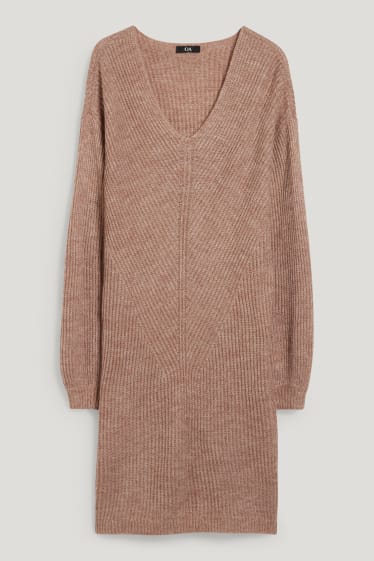 Femmes - Robe en maille - marron clair