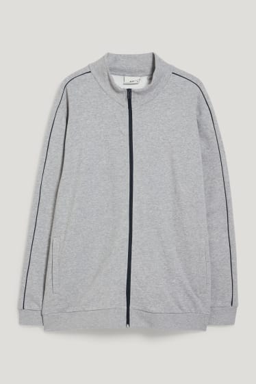 Hommes grandes tailles - Sweat zippé - gris clair chiné