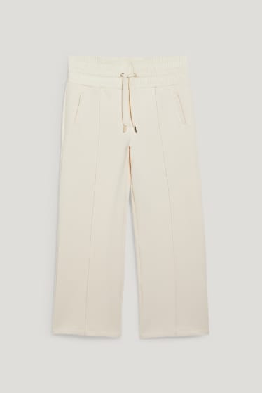 Donna - Pantaloni di jersey - regular fit - bianco crema