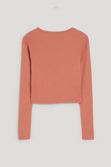 Exclusiu online - CLOCKHOUSE - samarreta crop de màniga llarga - terracota