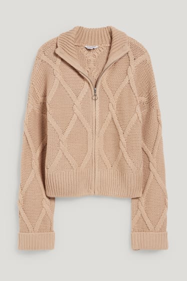 Clockhouse femme - CLOCKHOUSE - gilet en maille - motif tressé - beige