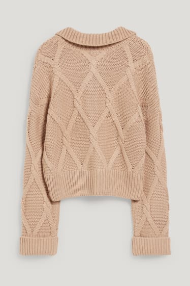 Clockhouse femme - CLOCKHOUSE - gilet en maille - motif tressé - beige