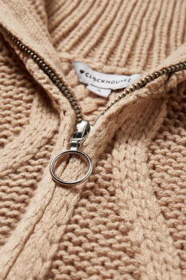 Clockhouse femme - CLOCKHOUSE - gilet en maille - motif tressé - beige