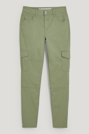 Clockhouse niñas - CLOCKHOUSE - pantalón cargo - high waist - skinny fit - verde