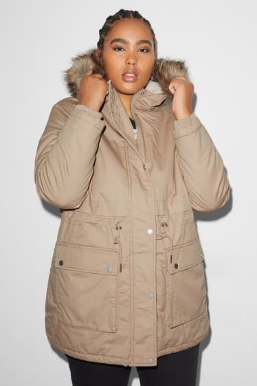 Donna - CLOCKHOUSE - parka con cappuccio e inserto in ecopelliccia - beige