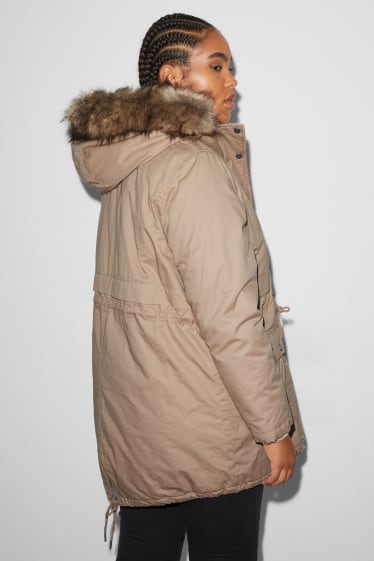 Donna - CLOCKHOUSE - parka con cappuccio e inserto in ecopelliccia - beige