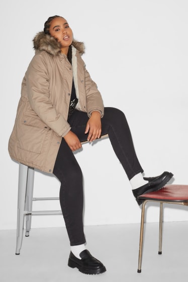 Donna - CLOCKHOUSE - parka con cappuccio e inserto in ecopelliccia - beige